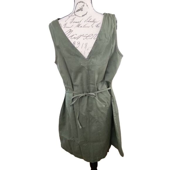Warp + Weft Ladies Size 1X Moss Green Canvas HTO East Hampton Button Front Dress - Picture 3 of 9